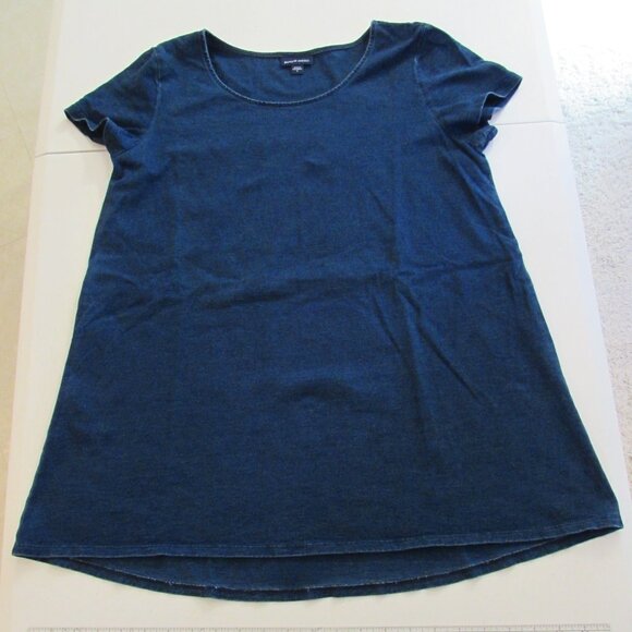 J Jill PureJill Indigo Cotton Elliptical Tee - Capecod Wash - Small - Picture 1 of 13